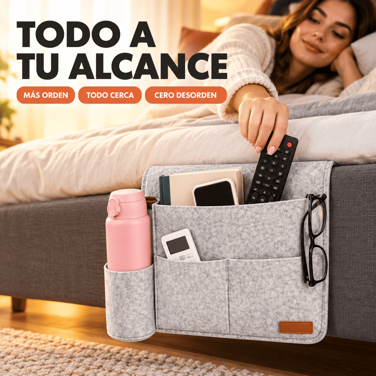 Organizador de accesorios para cama, silla, bolsa almacenamiento FK23B-25