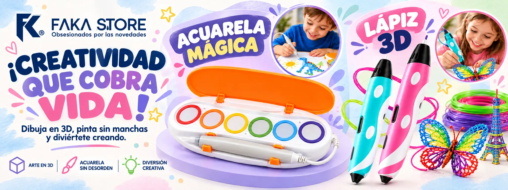 Acuarela mágica y lápiz 3D